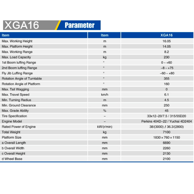 Plataformas elevadoras articuladas XGA16